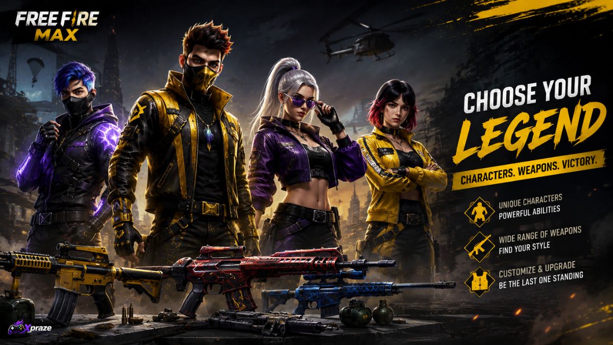 Free Fire MAX characters and weapons