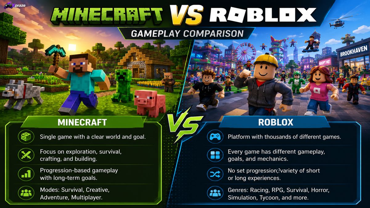 Minecraft vs Roblox gameplay comparison on Android