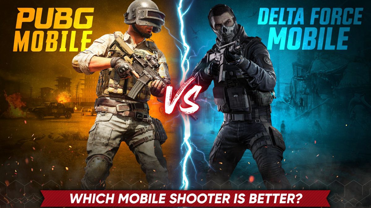 PUBG Mobile vs Delta Force Mobile comparison showing two mobile shooter games