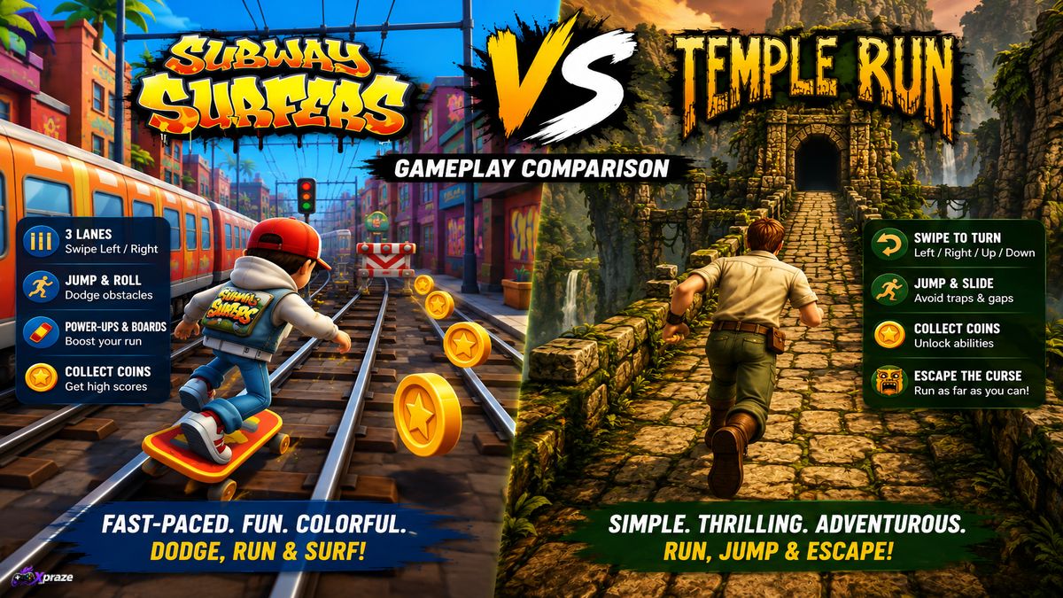 Subway Surfers vs Temple Run gameplay comparison