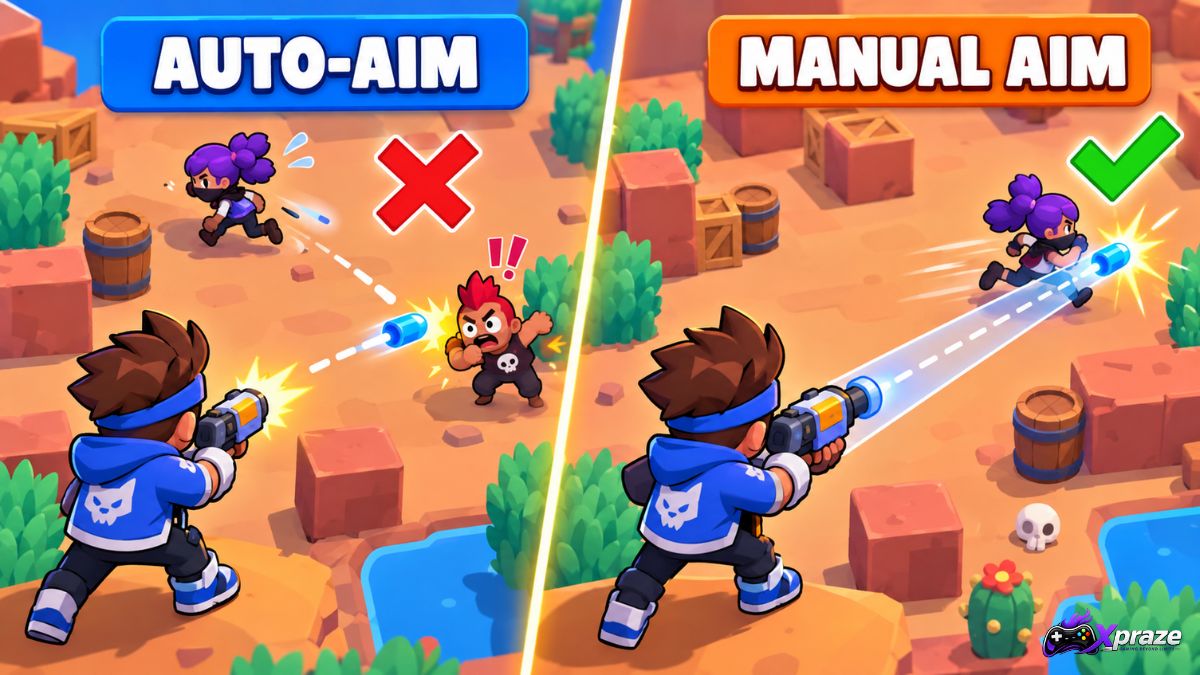 Brawl Stars auto-aim vs manual aim comparison for beginners