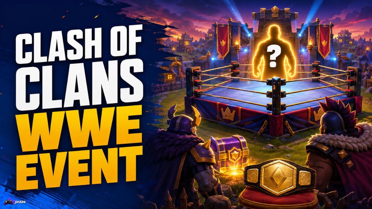 Fantasy strategy village with a wrestling ring and hidden champion for the Clash of Clans WWE Event