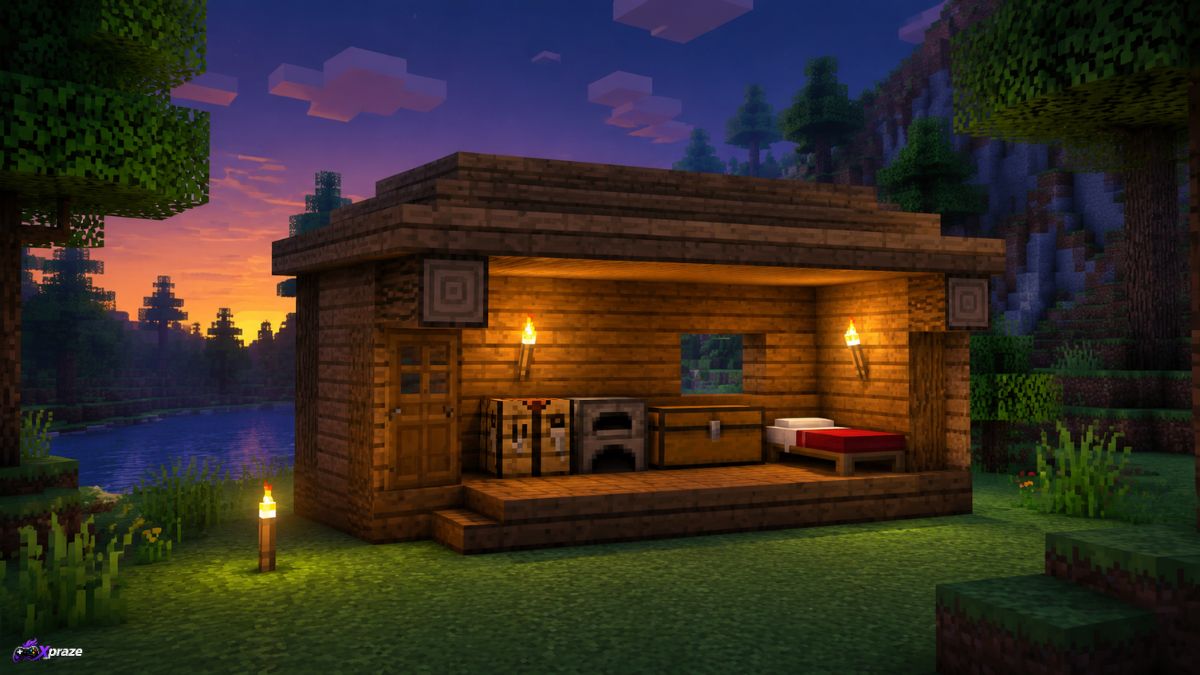 Simple Minecraft shelter for surviving the first night